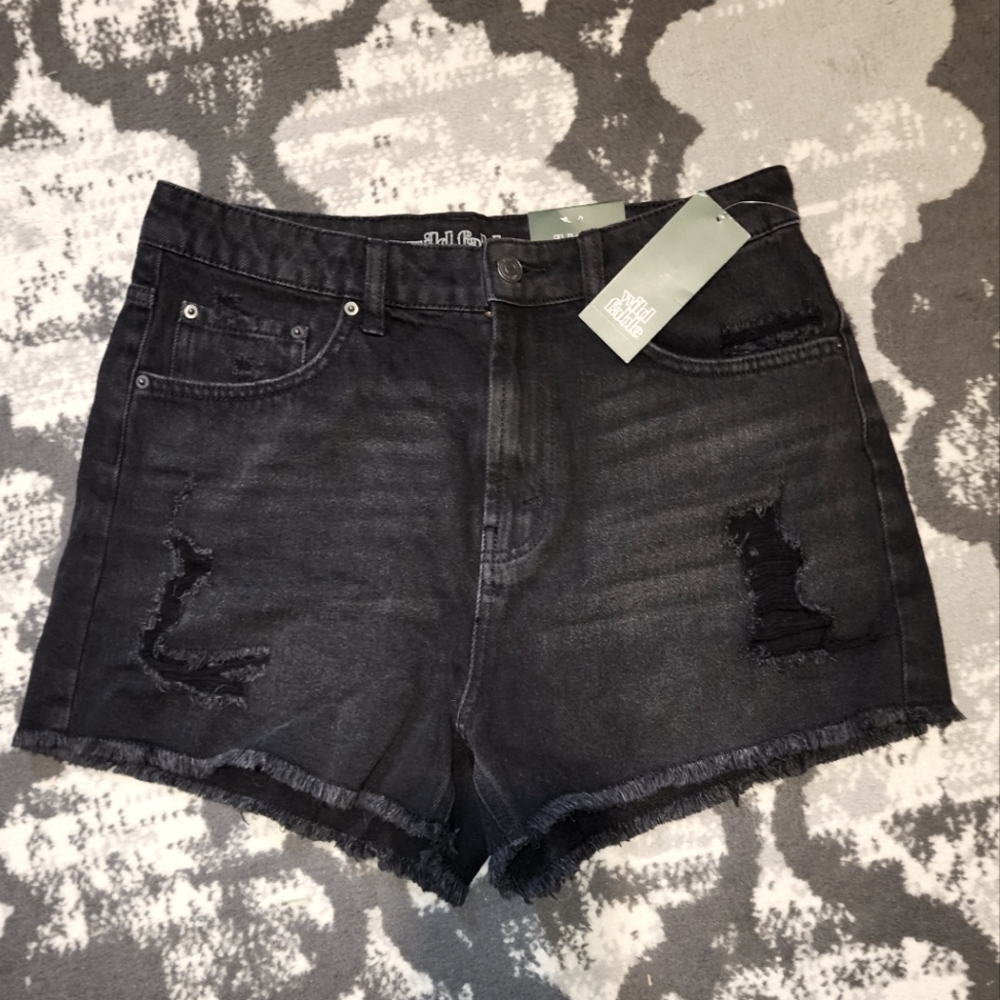 Distressed black Jean shorts